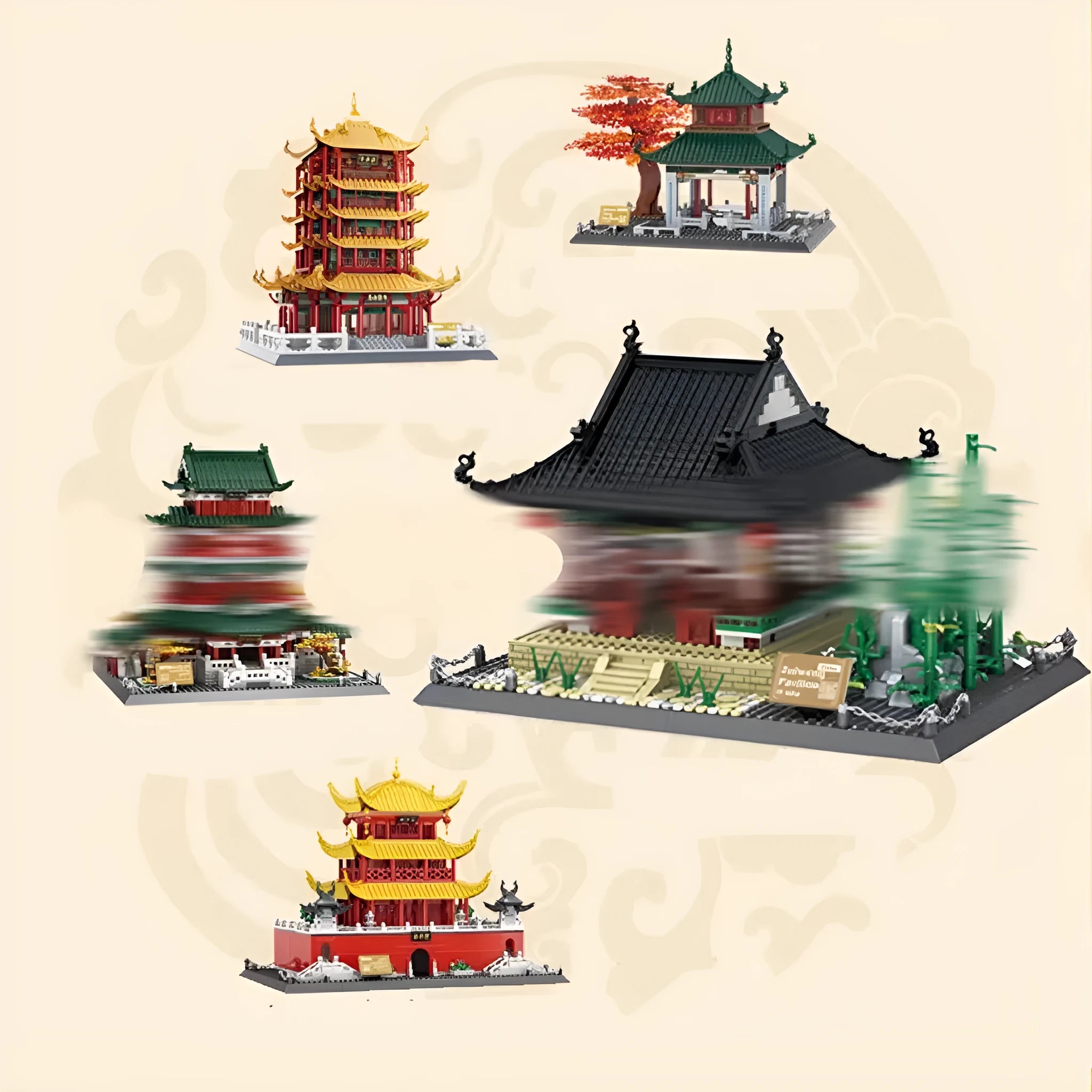 Wange building block street view children's toy set over 800 ABS plastic pieces in colour box