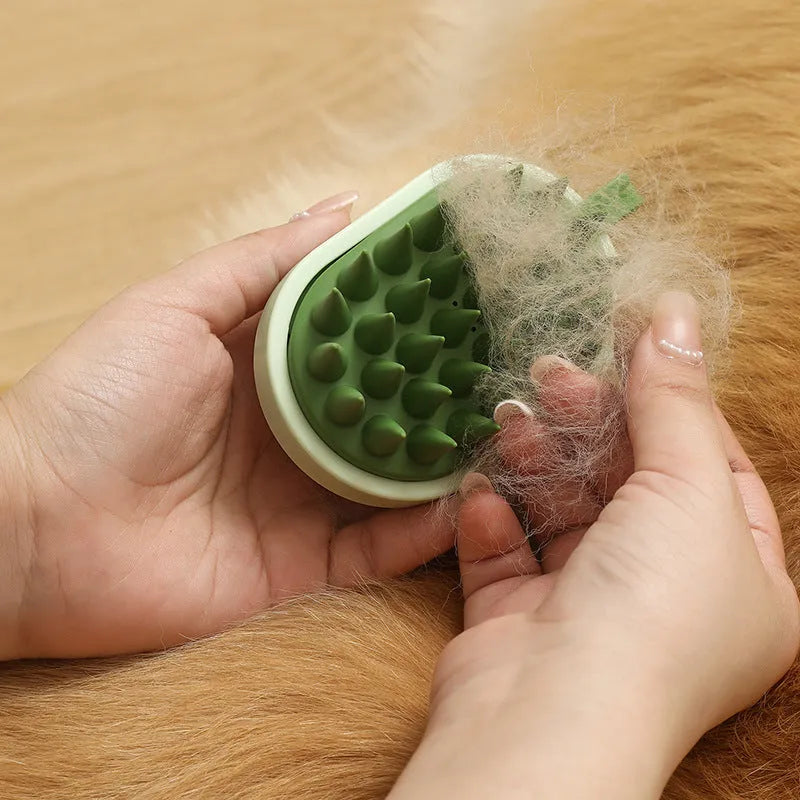 Soft silicone pet hair remover comb and massage brush for dogs and cats in four colour options