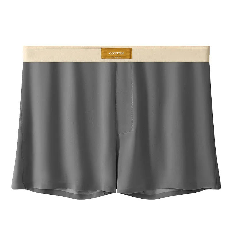 Three pairs of solid colour men's ice silk boxer shorts in loose fit mid-waist design