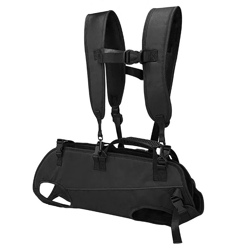 Multifunctional soft Oxford cloth pet backpack in black for outdoor walking, 50L capacity