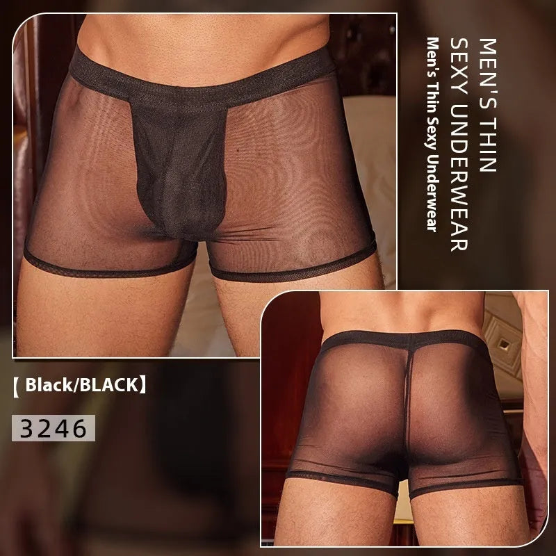 Men's ultra-thin breathable boxer briefs in black and white free size options