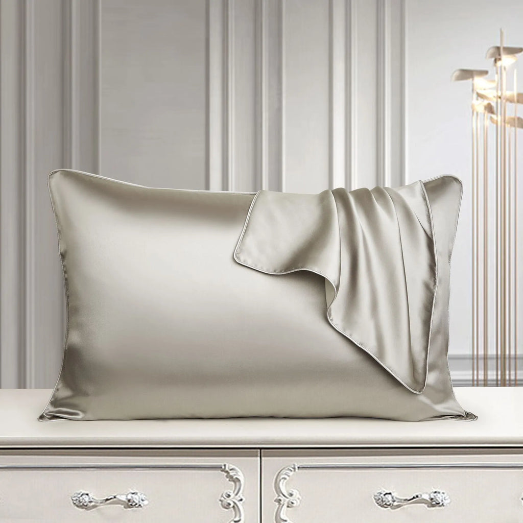 Mulberry silk pillowcase in light luxury style with inlaid rope craft, 48 by 74 cm single size