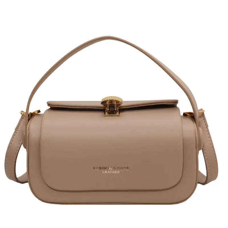 Women's personalised PU shoulder messenger bag with letter customisation in black, beige, pink or khaki colours
