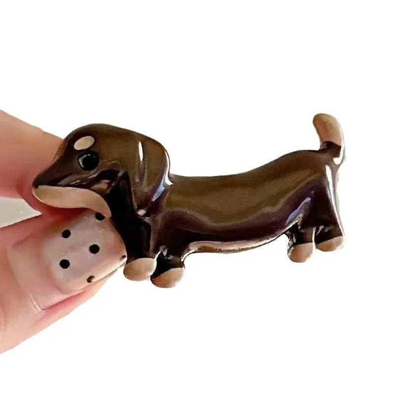 Cute dachshund dog barrettes with electroplated finish, mixed material, unisex design, loose delicate shape