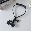 Black plastic cell phone neck hanging bracket with anti slip cushion and extension for horizontal vertical shooting