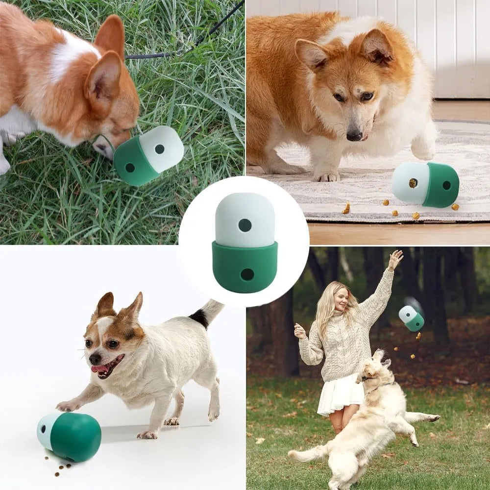 Dog treat dispensing puzzle ball in multiple colour combinations for small medium dogs