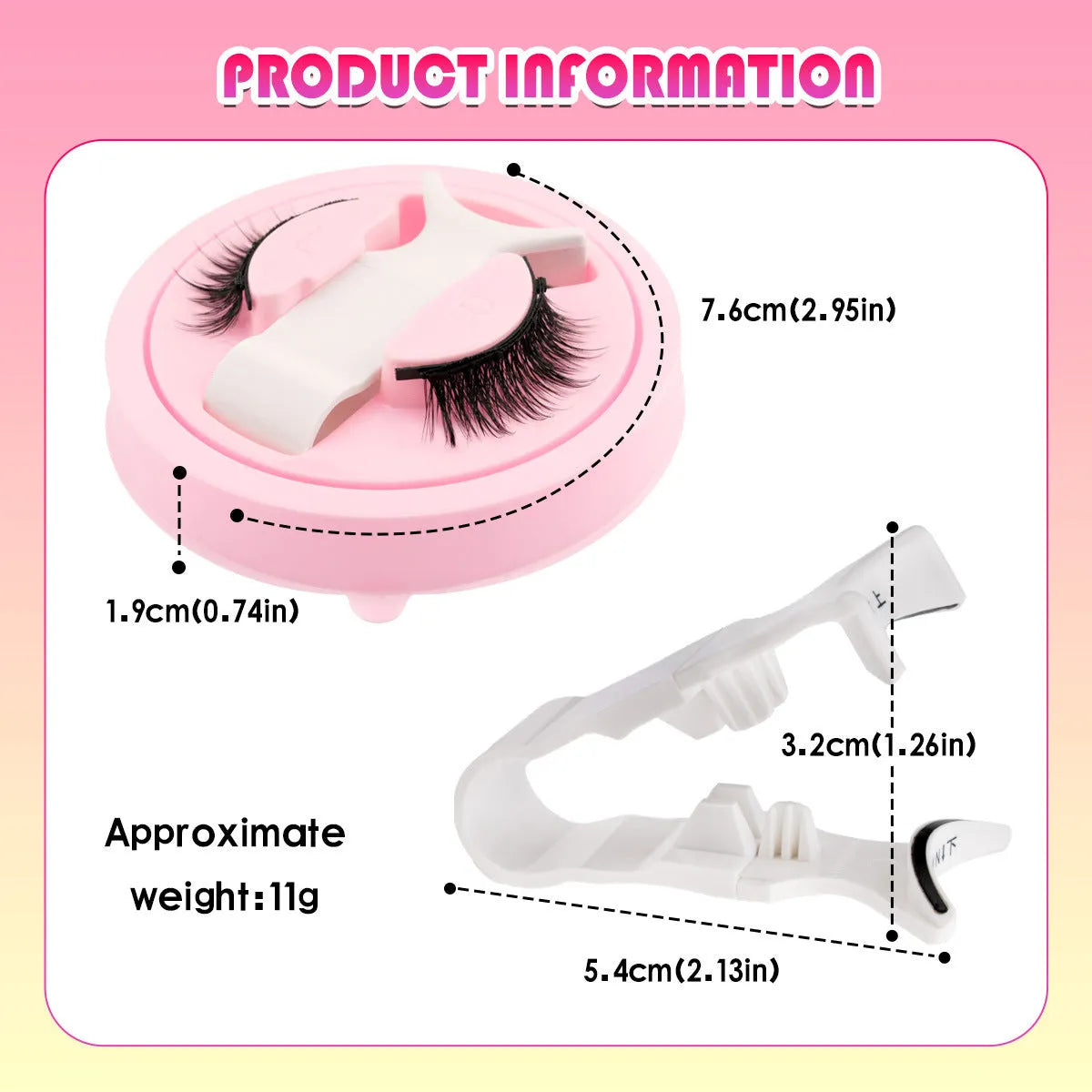 Set of reusable waterproof false eyelashes in five styles on a clear tray