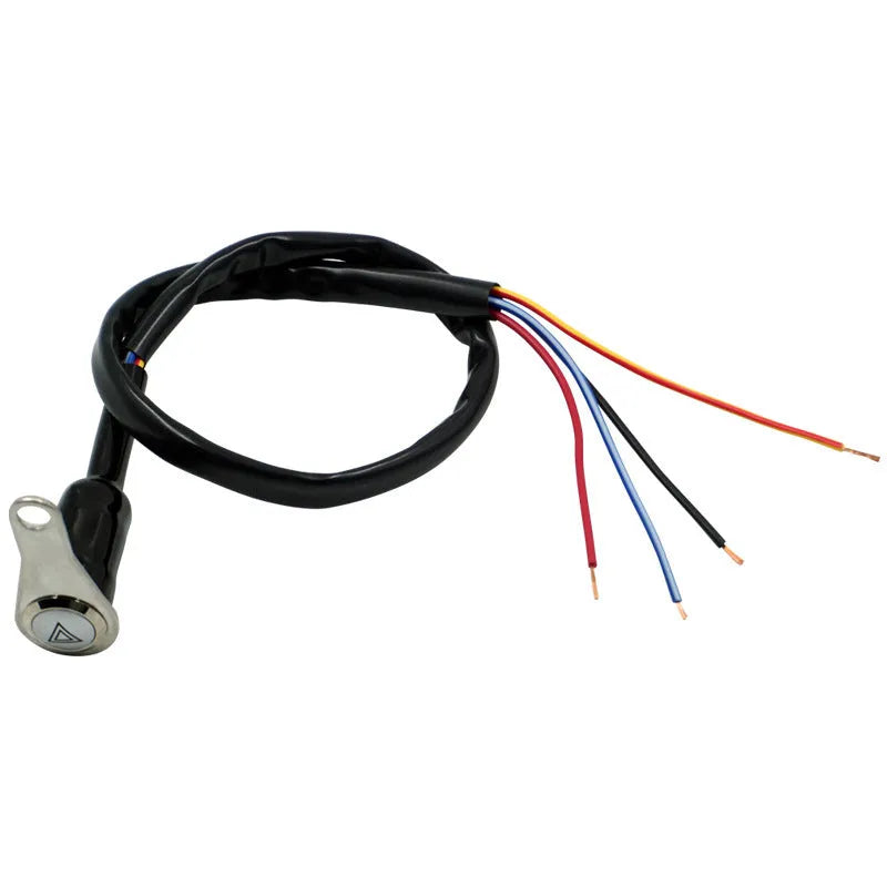 Black motorcycle double flash switch with metal button and LED light ring for lighting control