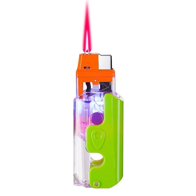 Colourful luminous radish lighter in orange, purple or green with plastic construction