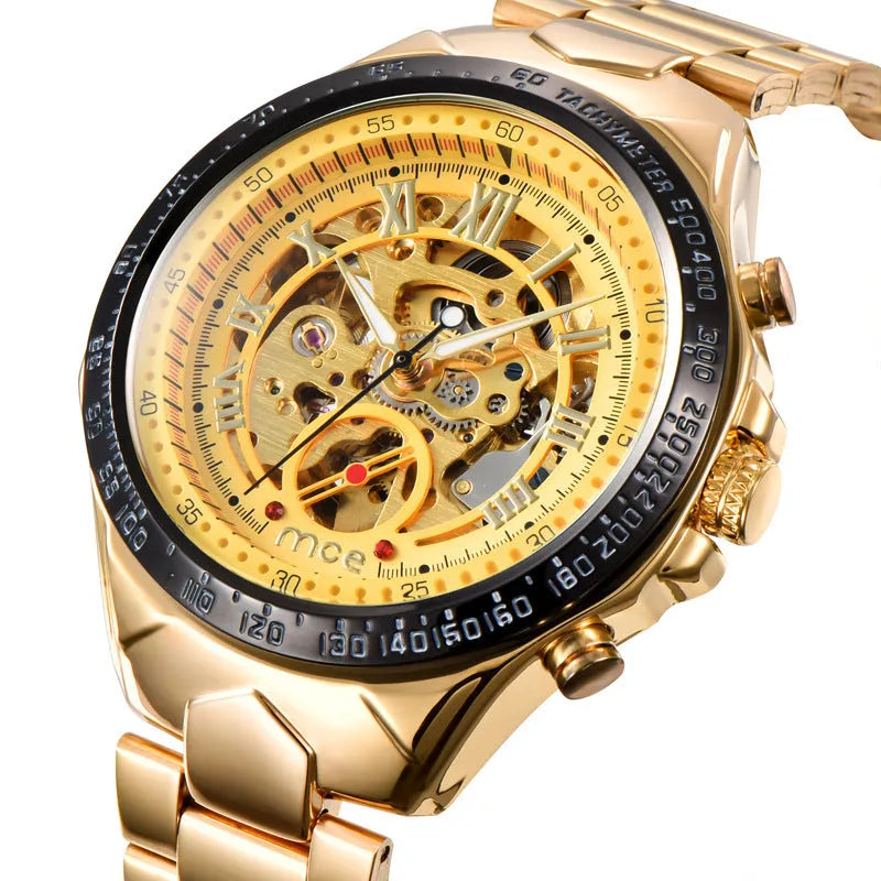 MCE men's explosion-proof mechanical watch on wrist, showing one of four available colour variants.