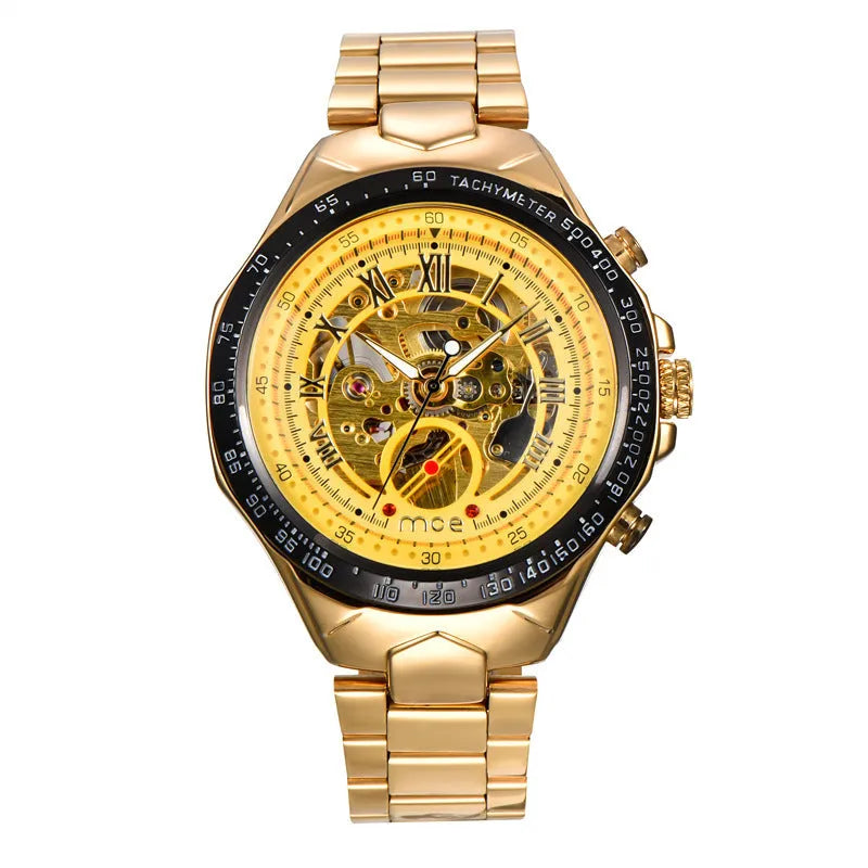 MCE men's explosion-proof mechanical watch on wrist, showing one of four available colour variants.