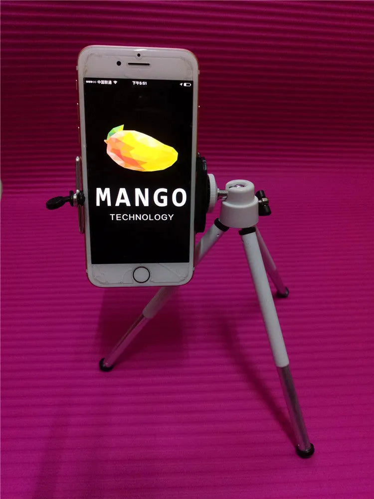 Desktop phone holder with two-section adjustable bracket in black and silver colour options