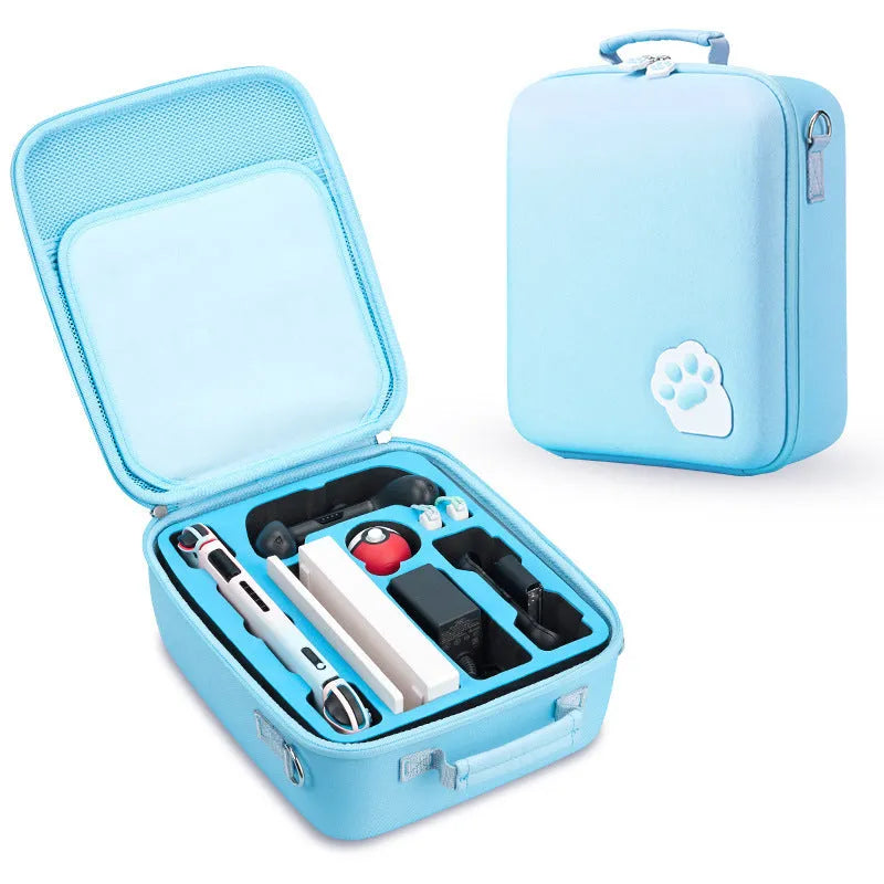 Switch game console storage bag with shoulder strap and game cartridge slots