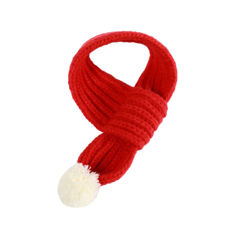 Polyester dog scarf for autumn and winter in red and white, suitable for small to large dogs