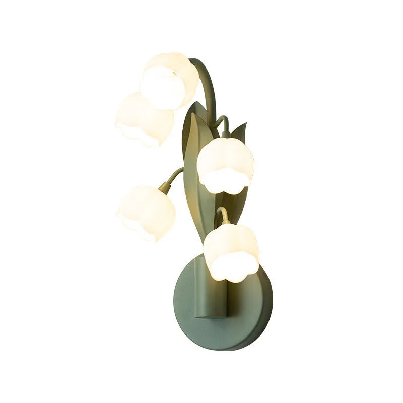 French pastoral Nordic wall lamp with PC shade and tricolour light for bedroom bedside use
