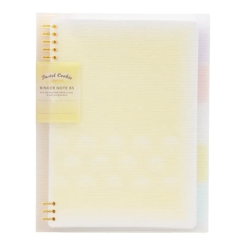 Refillable loose-leaf notebook in pastel blue with transparent PP cover and B5 size