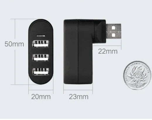 USB 2.0 hub splitter with four ports in black aluminium housing beside white version