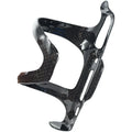Black carbon fibre side pull bicycle water bottle cage showing mounting holes.