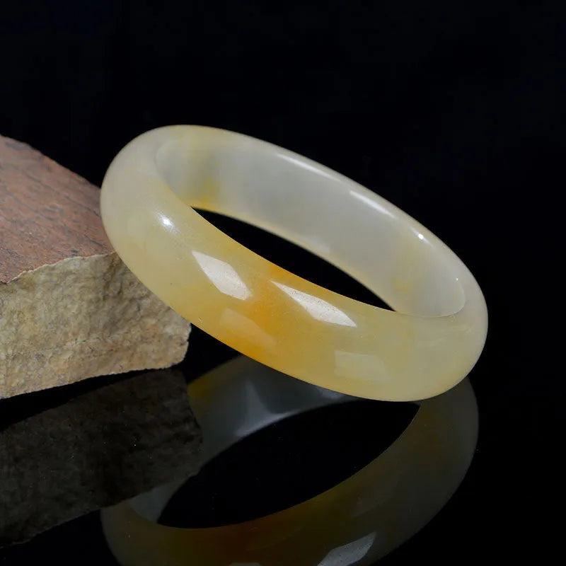 Natural gem light jade bracelet for women, polished Chinese style bangle, 58mm size