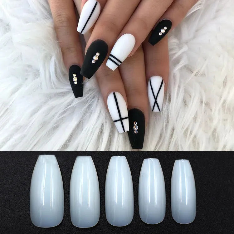 Clear natural French tip false nails in 10 different sizes, 500-piece pack with ABS material