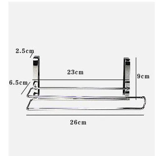 Silver stainless steel cabinet door back-hanging paper towel rack