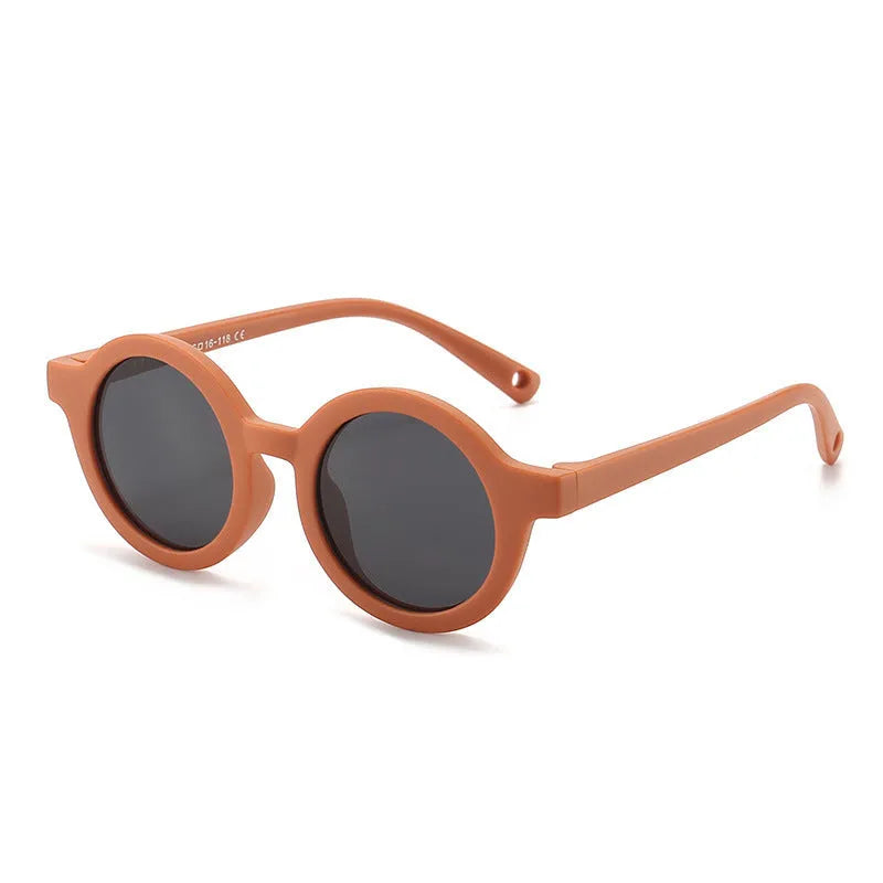 Children's round frame silicone sunglasses with polarised lenses for 0-3 year olds