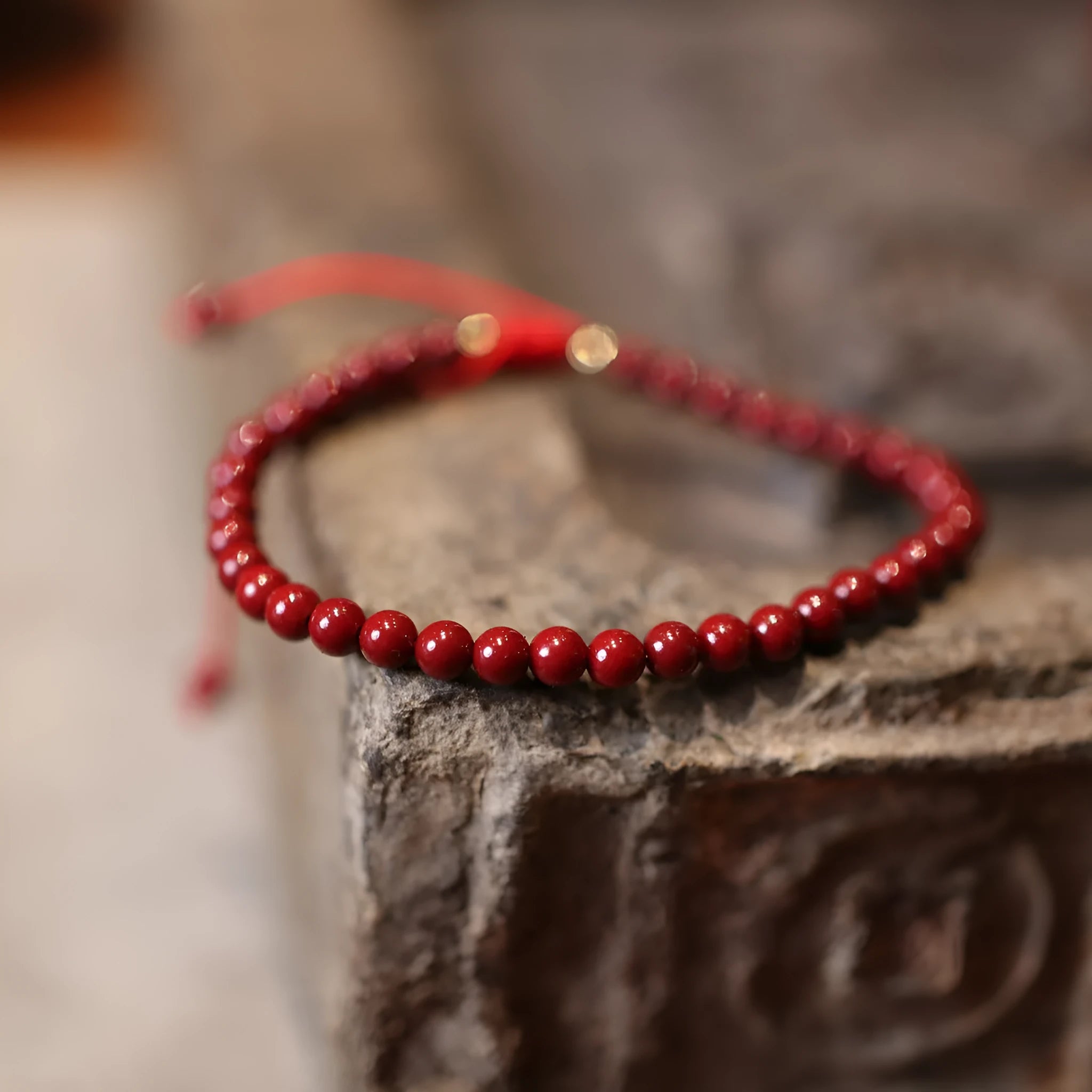 Natural raw ore cinnabar bracelet with purple gold sand design and auspicious patterns in Chinese style