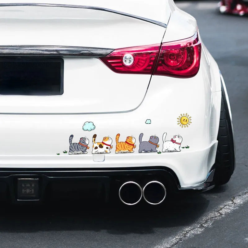 New Climbing Cats car sticker funny animal waterproof PVC decoration five cats walking L M S sizes