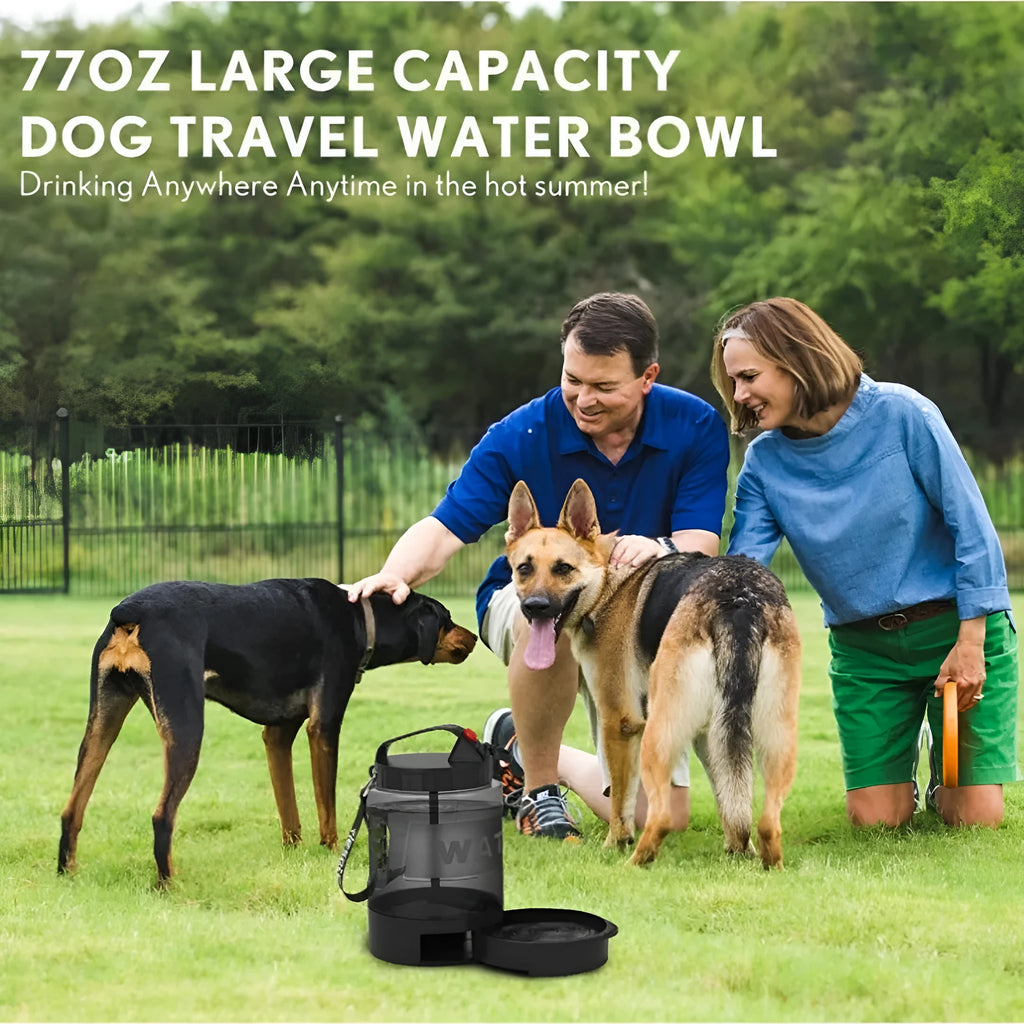 Black large capacity drinking water bottle for dogs and cats made of silicone and plastic, portable design