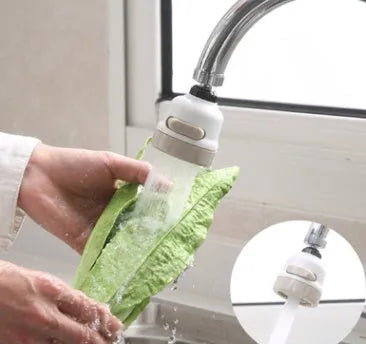 Faucet booster shower 3-mode spray ABS tap attachment white and grey 360-degree rotating for round kitchen taps
