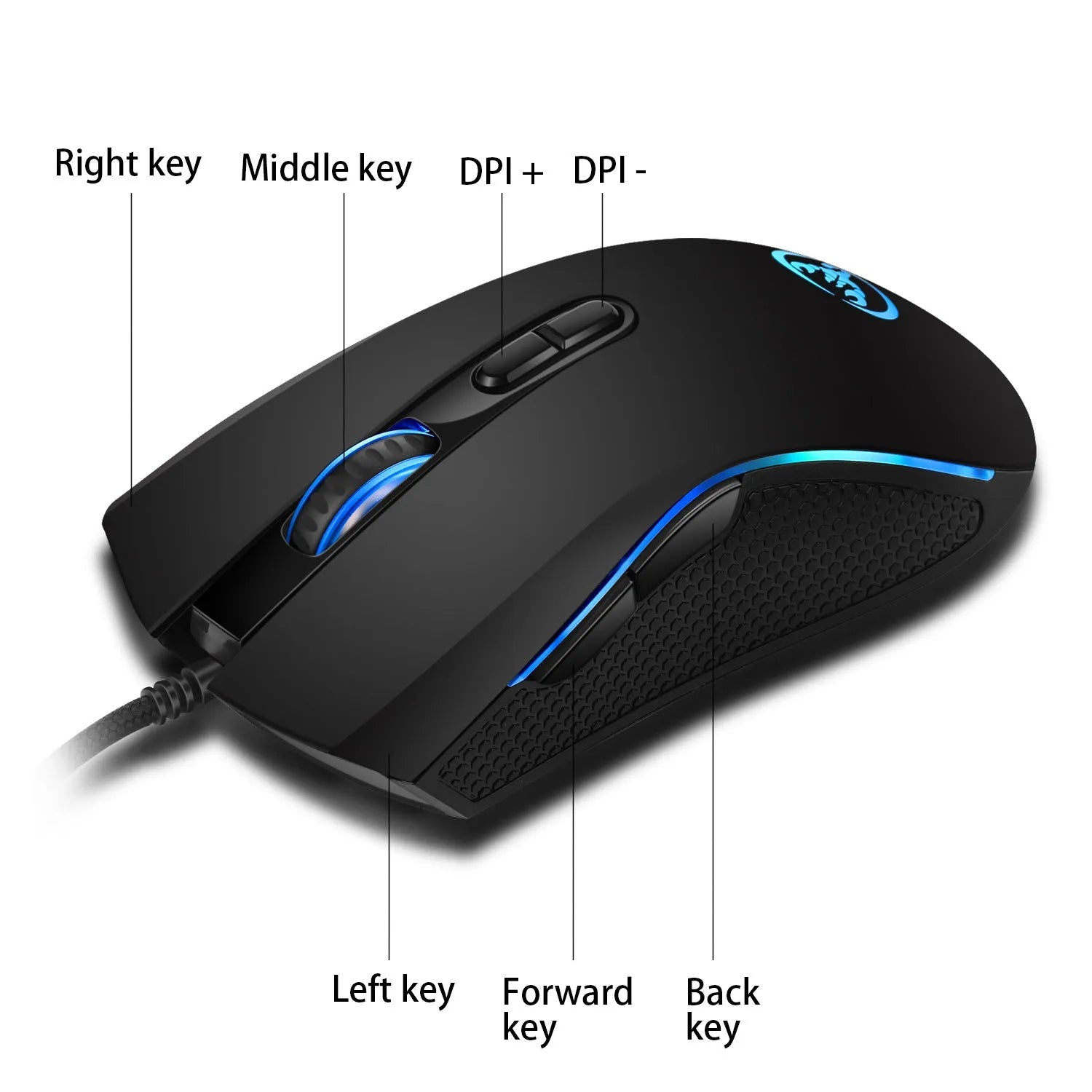 White and black backlit keyboard and mouse combo with 1.5 metre cable