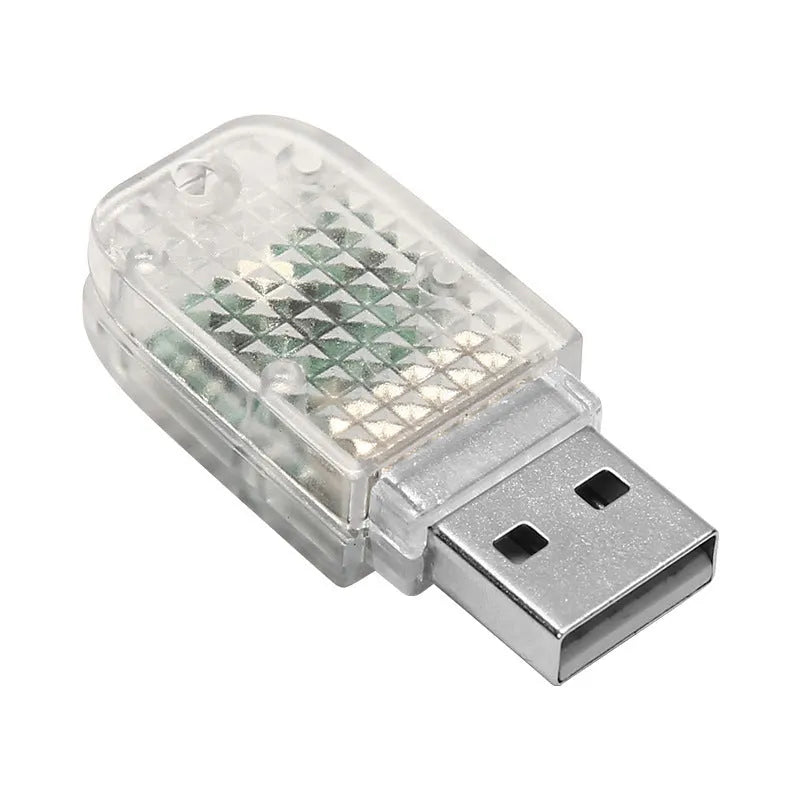 Atmosphere car USB multi-function ambience light with touch switch and RGB voice control in ABS material