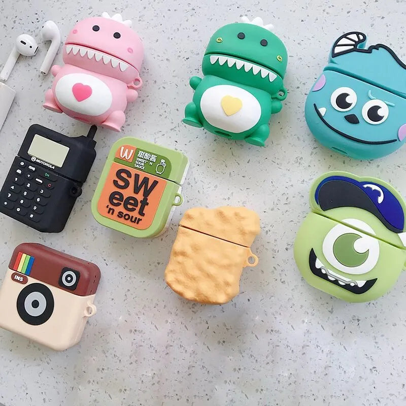Animal cartoon design silicone case for AirPods 1 and 2 generation in multiple colours