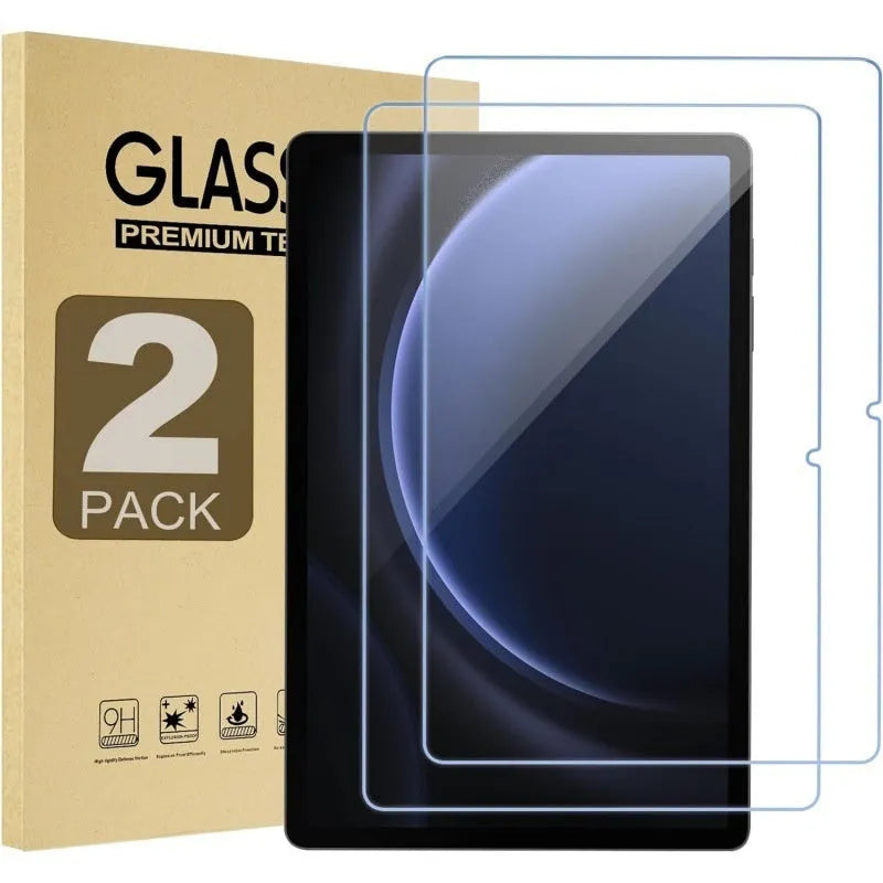 Tempered glass screen protector for Samsung Galaxy tablet showing HD clarity and edge design.