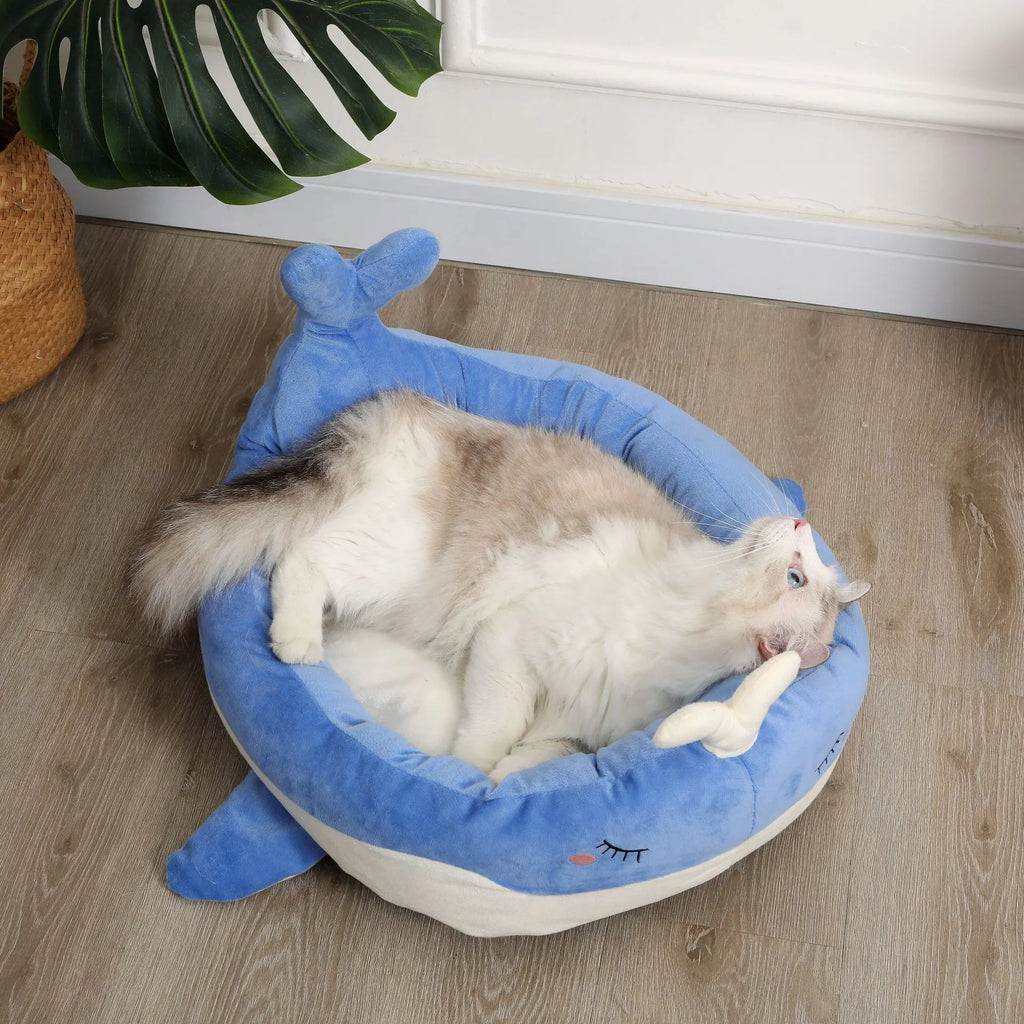 Duck-shaped pet bed sofa in blue or white colour for small dogs and cats