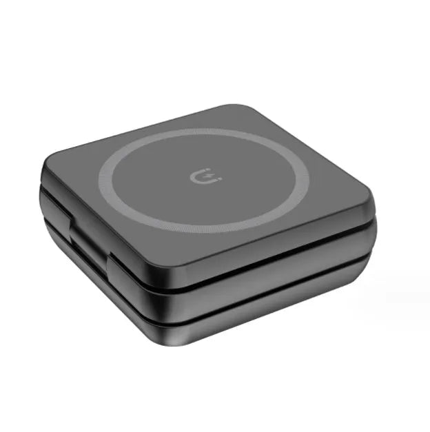 Three-in-one foldable desktop wireless charging bracket for Apple, Samsung, and Google Pixel Watch with magnetic induction ring