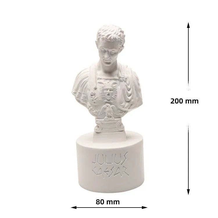 White synthetic resin American creative character model pen holder on a desk.