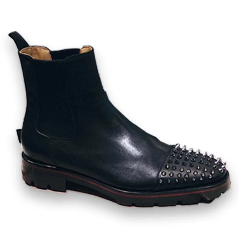High-top leather business casual shoes in black with cowhide upper and leather sole