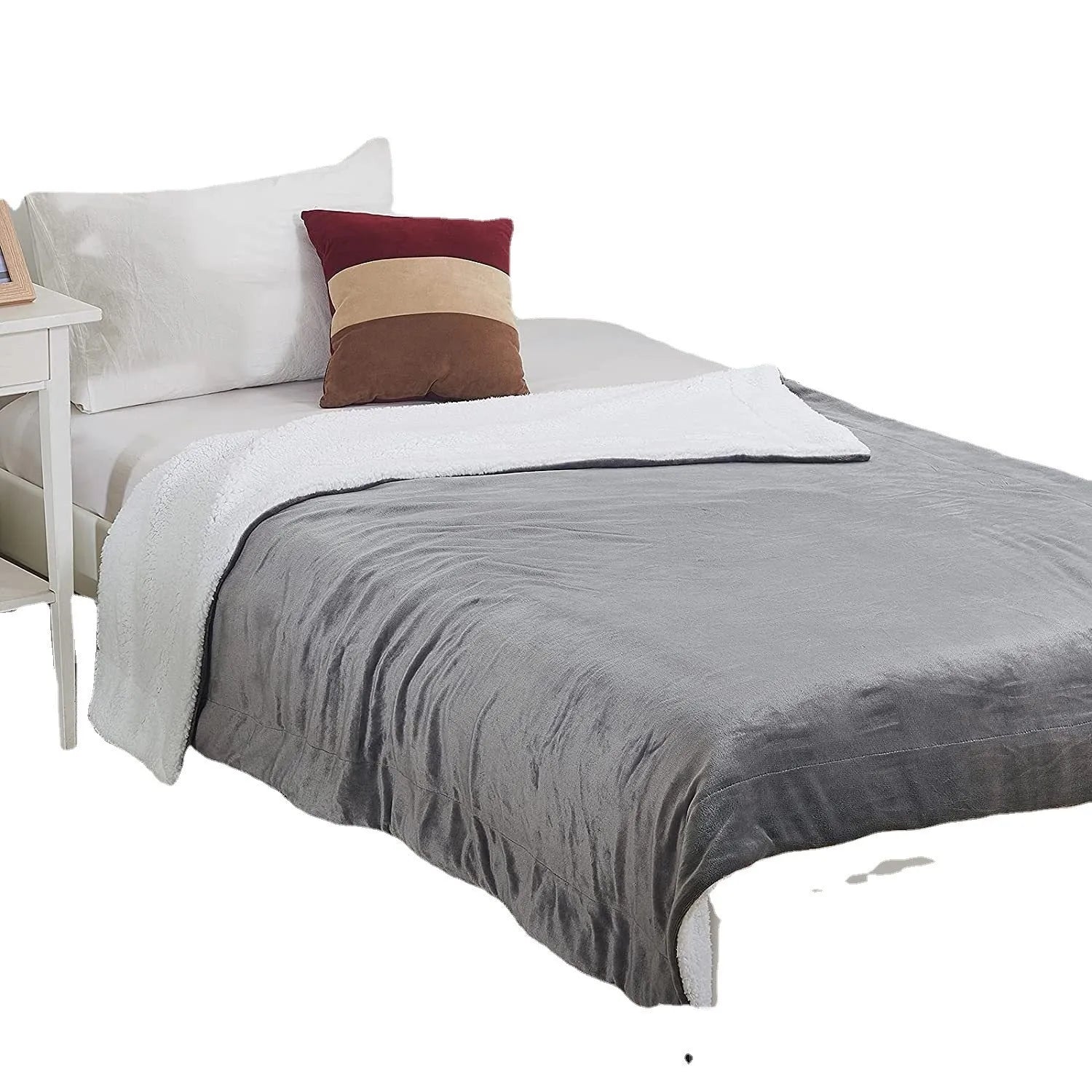 USB electric heating blanket with timing control in grey and brown colour options