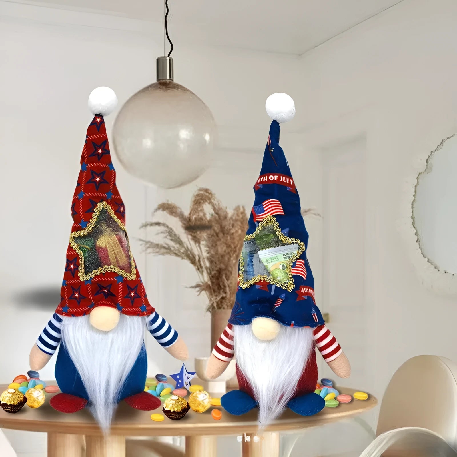 Christmas baby doll Rudolf decoration set with two faceless ornaments measuring 32cm by 12cm