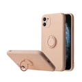 Liquid silicone ring bracket case for iPhone 12, black colour, back cover with integrated grip ring