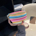 Bohemian-style woven straw beach shoulder bag in shell shape with single strap