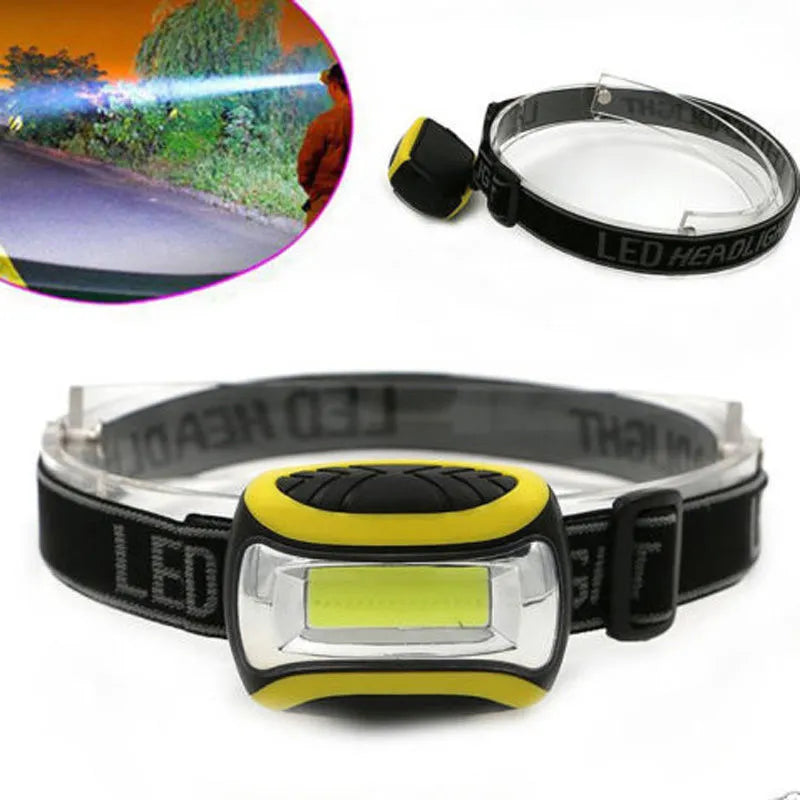Three-speed yellow plastic COB headlamp for outdoor night riding and work lighting