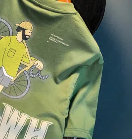 Green men's loose fit T-shirt with a Literary Youth graphic print on the front.