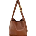 Pair of soft black and brown women's PU shoulder bags with decorative ribbons and swing threads.