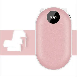 Compact rechargeable hand warmer with integrated 5200mAh USB power bank in various colour options