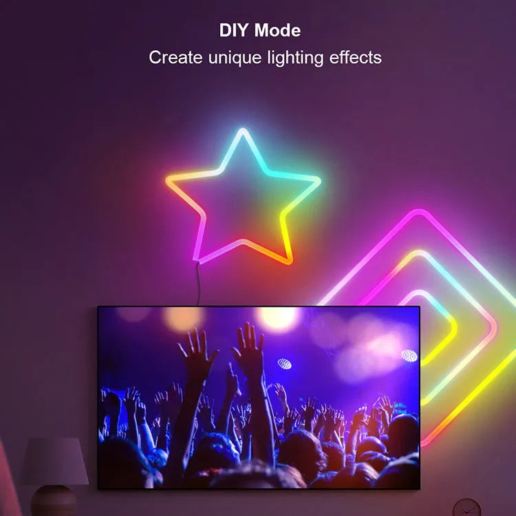 3 metre LED neon light strip with remote control demonstrating colour changing capabilities