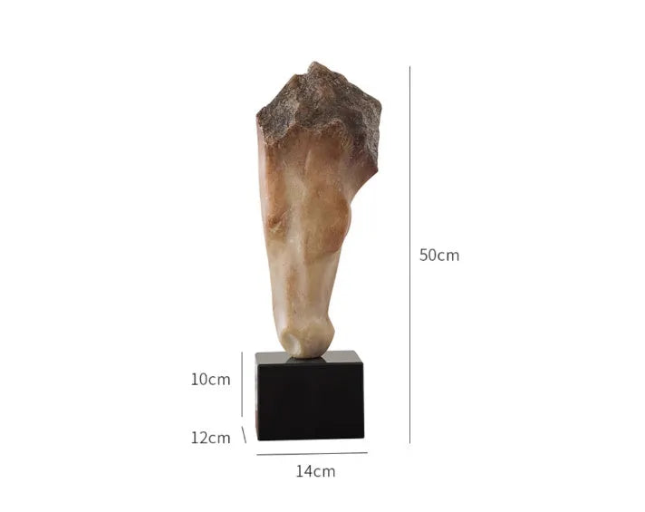 French retro abstract horse head desktop sculpture ornament with carved surface, 50cm tall.
