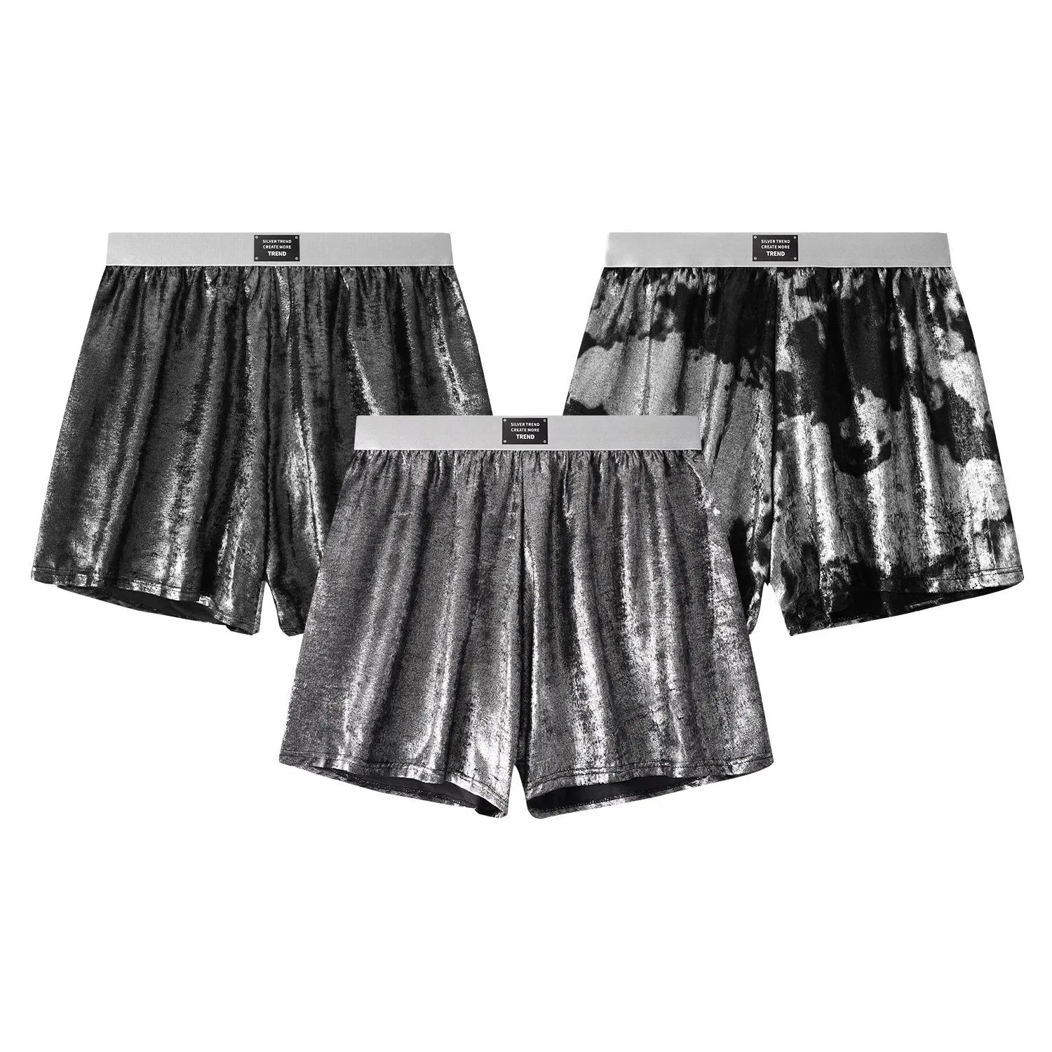 Woven polyester mid waist loose fit sports underwear in Streamer Color with reflective bright silver details