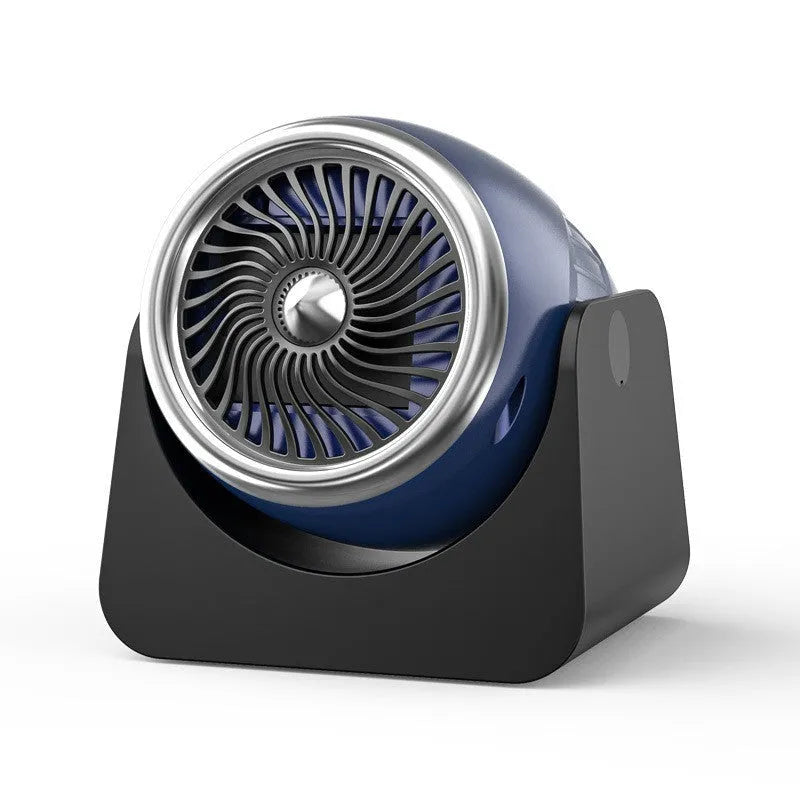 Navy blue 12V car heating fan with large air outlet for windshield defogging and frost removal